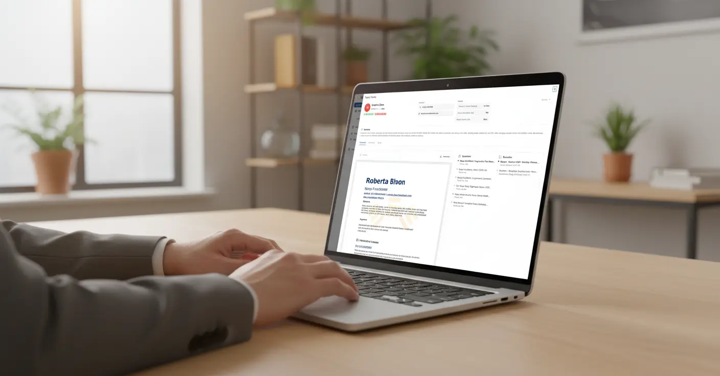 Candidate profile detail on a laptop