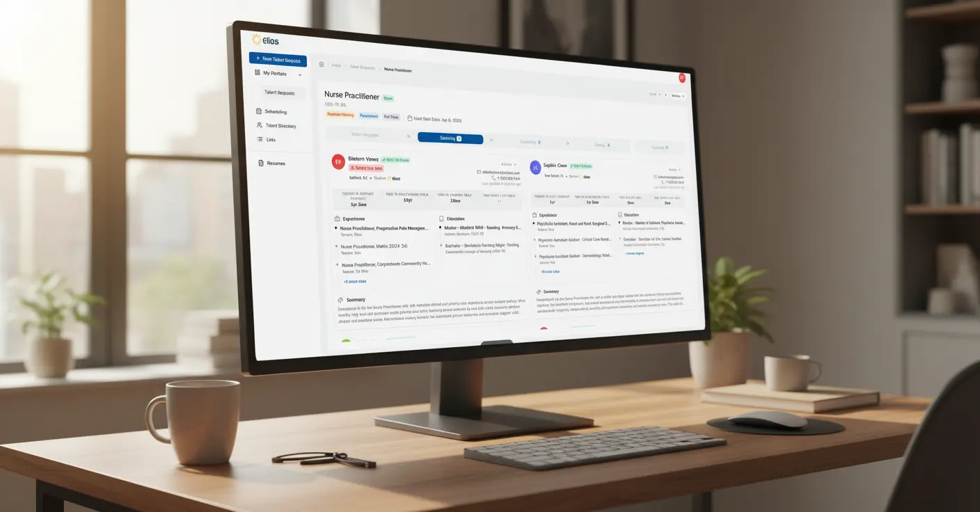 AI-generated candidate shortlist on a monitor